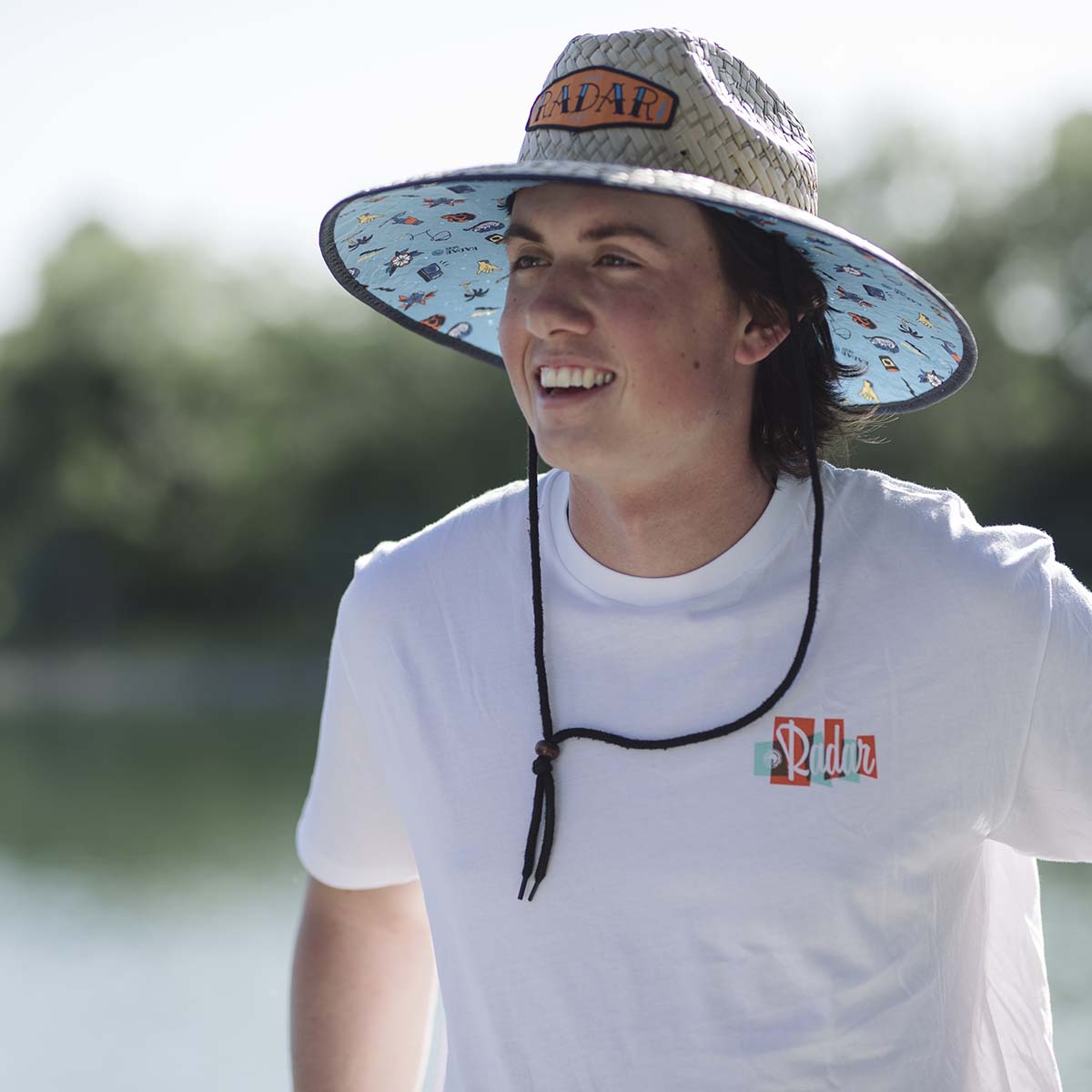 Radar Paddler's Sun Hat in Tan Straw / Collage Nylon