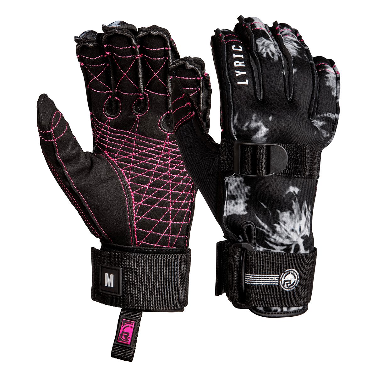 Radar Lyric Inside-Out Glove Water Ski Glove in Tulip/Black/White