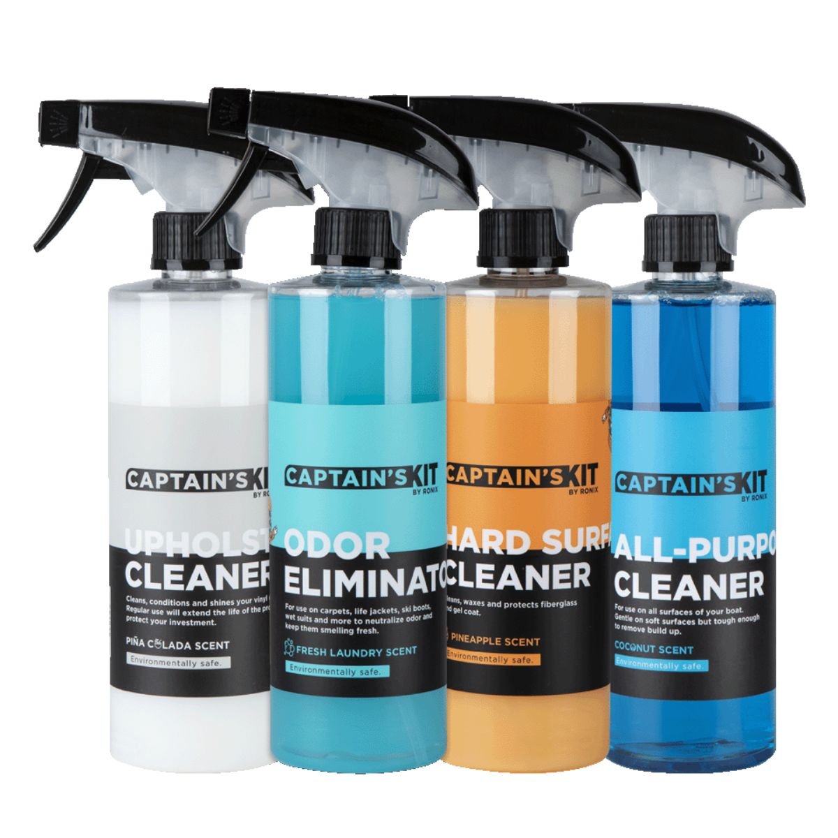 Ronix Captain's Kit 4pack - 16oz Cleaners (Upholstery, Hard Surface, Odor Elim, All Purpose)