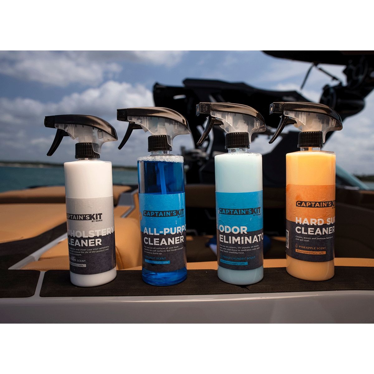 Ronix Captain's Kit 4pack - 16oz Cleaners (Upholstery, Hard Surface, Odor Elim, All Purpose)